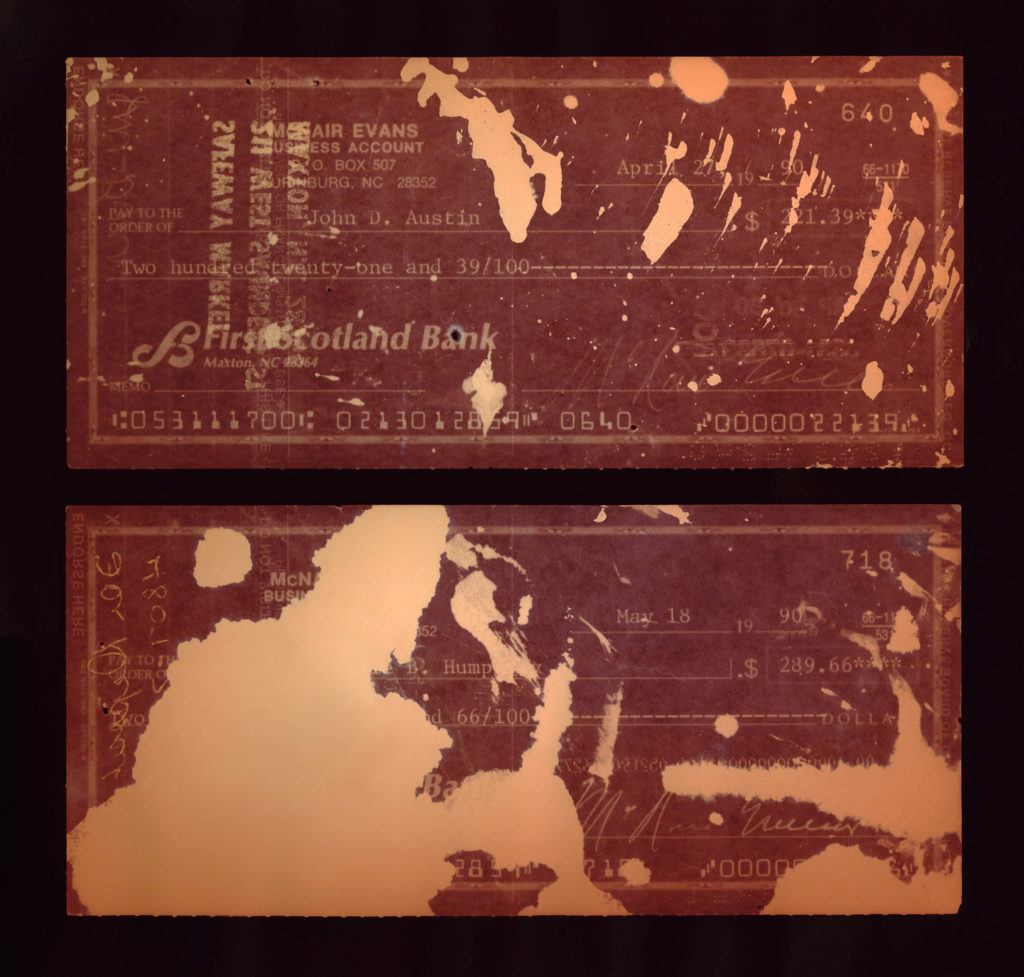 Damaged Checks, cliche verre print