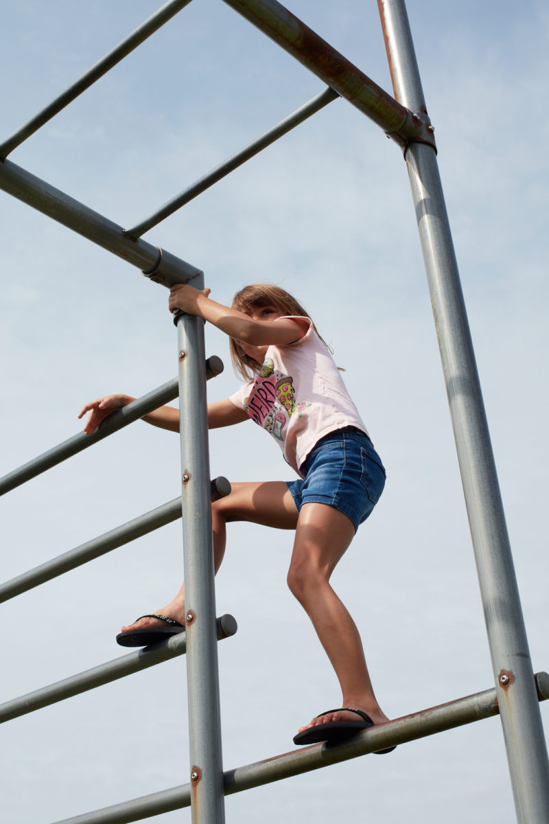 Girl at church playground