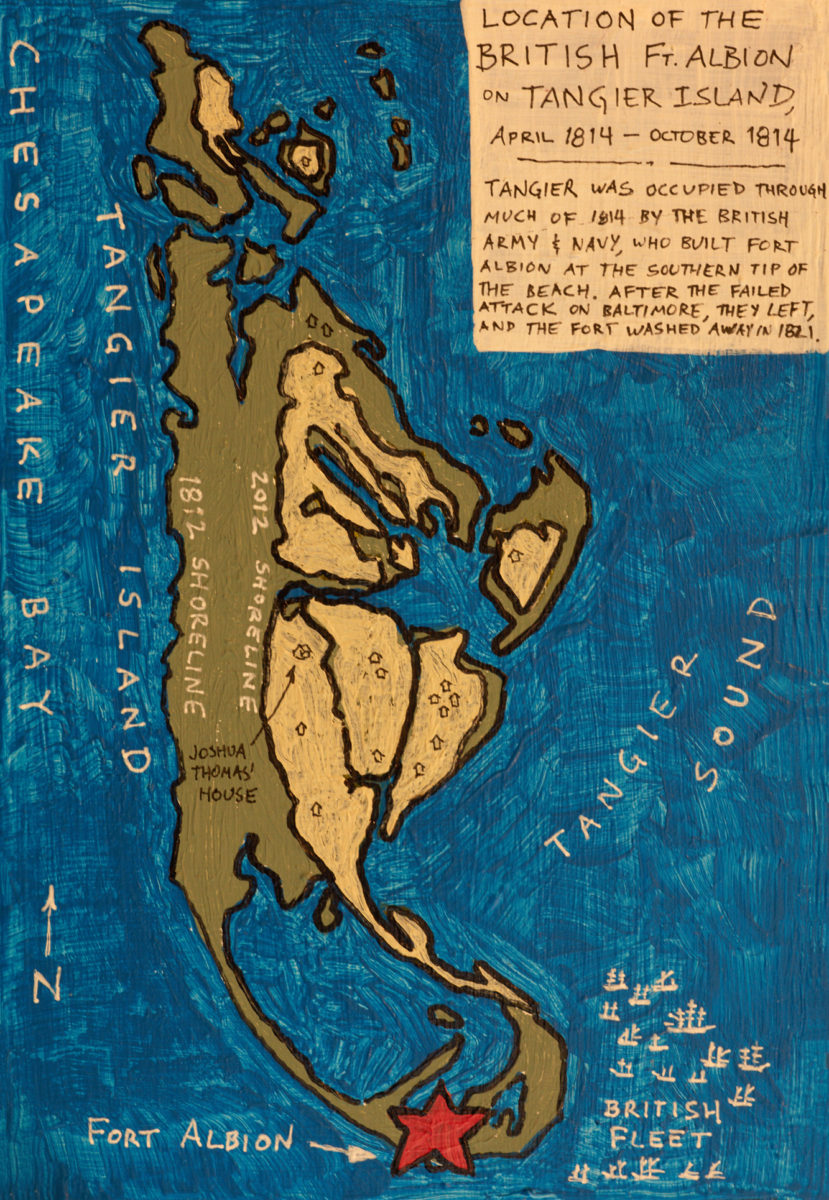 Painting illustrating land loss